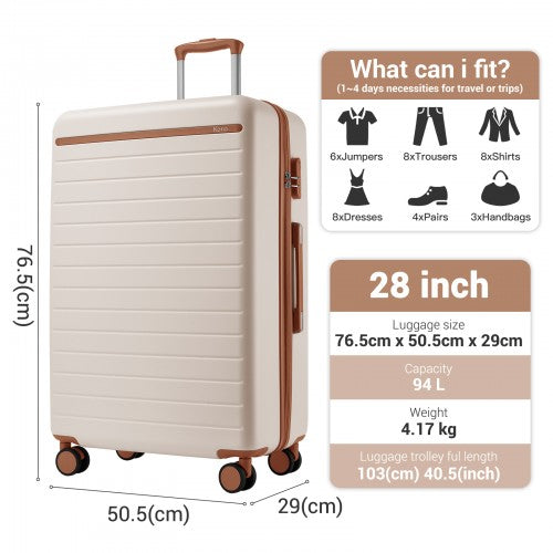 Kono KSK2584 28-inch cream and brown suitcase – detail view 28