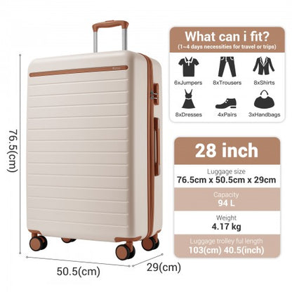 Kono KSK2584 28-inch cream and brown suitcase – detail view 28