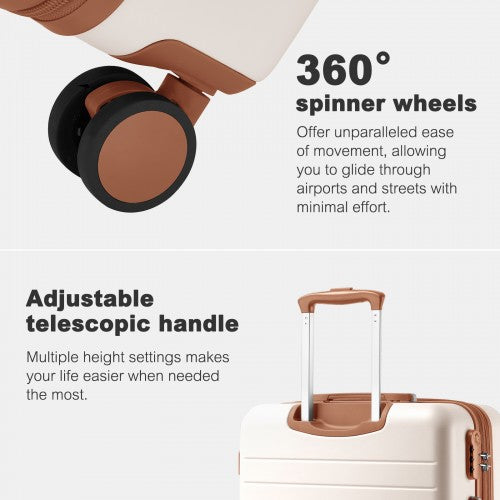Kono KSK2584 28-inch cream and brown suitcase – detail view 28