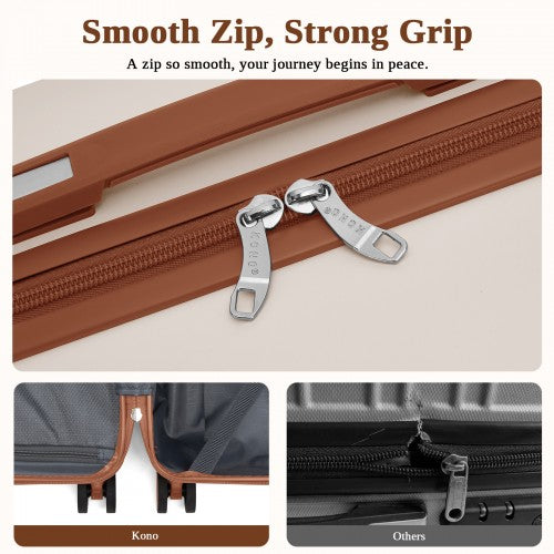 Kono KSK2584 28-inch cream and brown suitcase – detail view 28