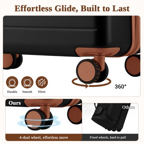 Kono KSK2584 28-inch black and brown suitcase – detail view 28