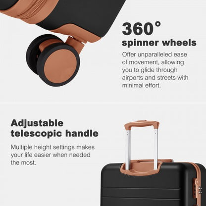 Kono KSK2584 28-inch black and brown suitcase – detail view 28