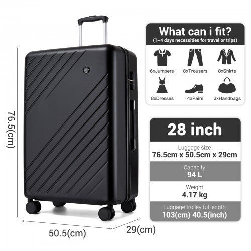 Kono KSK2585 28-inch black suitcase – detail view 28