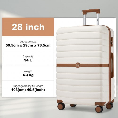 Kono KSK2592 28-inch cream and brown suitcase – detail view 28