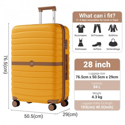 Kono KSK2592 28-inch yellow and brown suitcase – detail view 28