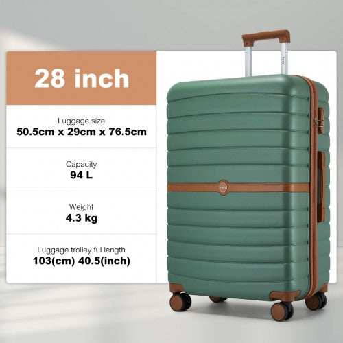 Kono KSK2592 28-inch green and brown suitcase – detail view 28