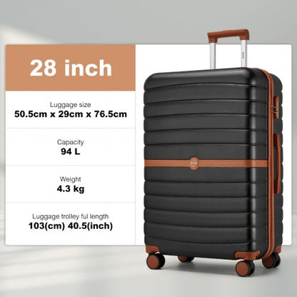 Kono KSK2592 28-inch black and brown suitcase – detail view 28