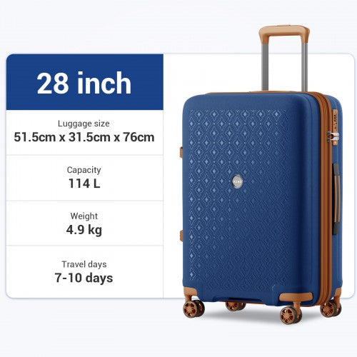 Kono KSK2594 28-inch navy and brown suitcase – detail view 28