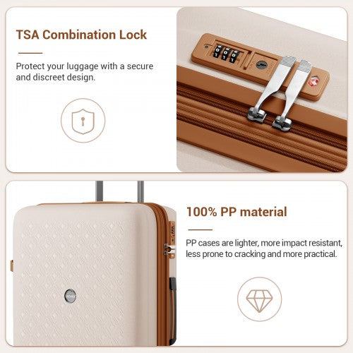 Kono KSK2594 28-inch beige and brown suitcase – detail view 28