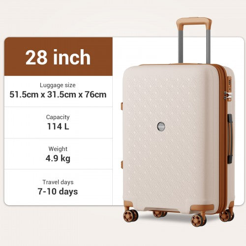 Kono KSK2594 28-inch beige and brown suitcase – detail view 28
