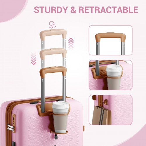 Kono KSK2594 28-inch pink and brown suitcase – detail view 28