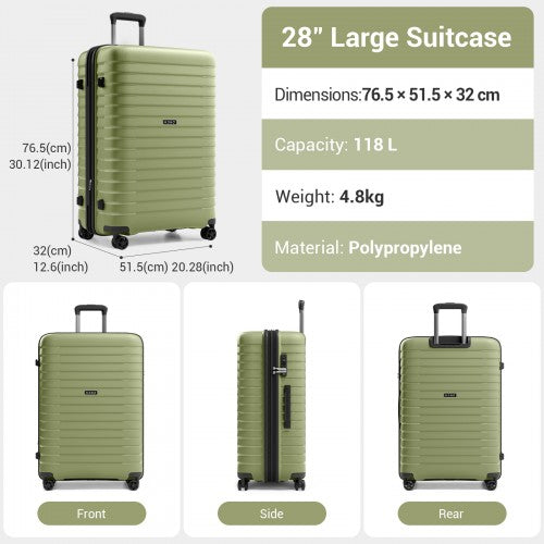 Kono KSK2595 28-inch green and black suitcase – detail view 28
