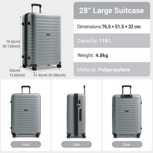 Kono KSK2595 28-inch grey and black suitcase – detail view 28