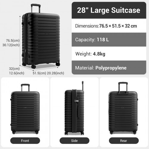 Kono KSK2595 28-inch black suitcase – detail view 28