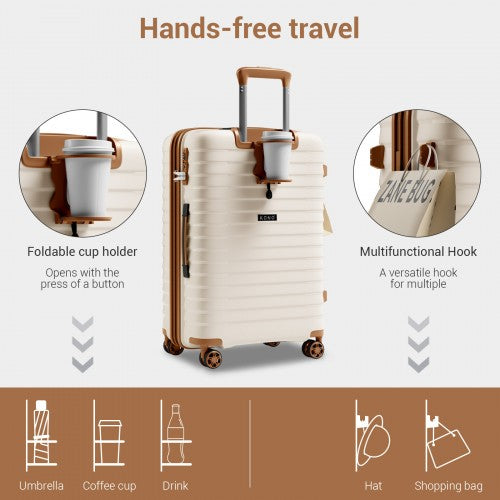 Kono KSK2595 28-inch beige and brown suitcase – detail view 28