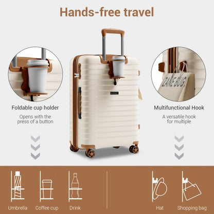 Kono KSK2595 28-inch beige and brown suitcase – detail view 28