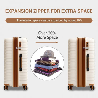Kono KSK2595 28-inch beige and brown suitcase – detail view 28