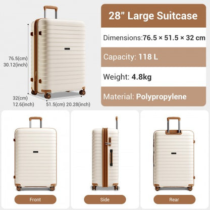 Kono KSK2595 28-inch beige and brown suitcase – detail view 28