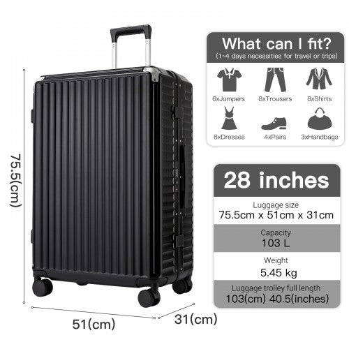Kono KSK2693 28-inch black suitcase – detail view 28