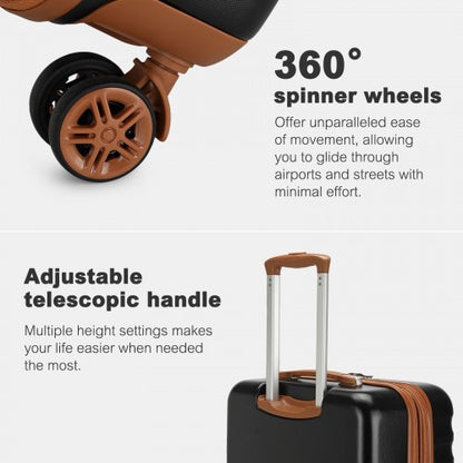 KSK2484 - Kono 32-Inch ABS+PC Extra Large Hard Shell Spinner Suitcase with Telescopic Handle - Black and Brown