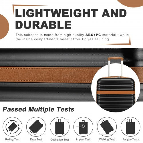 KSK2484 - Kono 32-Inch ABS+PC Extra Large Hard Shell Spinner Suitcase with Telescopic Handle - Black and Brown