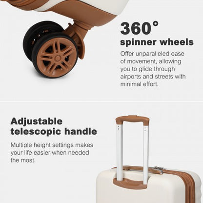 KSK2484 - Kono 32-Inch ABS+PC Extra Large Hard Shell Spinner Suitcase with Telescopic Handle - Cream and Brown
