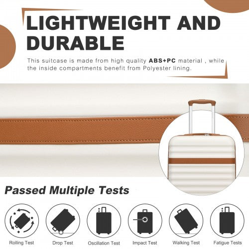 KSK2484 - Kono 32-Inch ABS+PC Extra Large Hard Shell Spinner Suitcase with Telescopic Handle - Cream and Brown