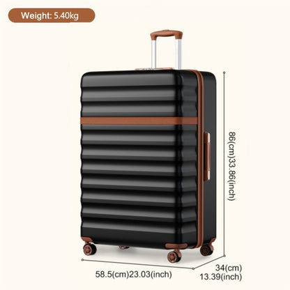 KSK2484 - Kono 32-Inch ABS+PC Extra Large Hard Shell Spinner Suitcase with Telescopic Handle - Black and Brown