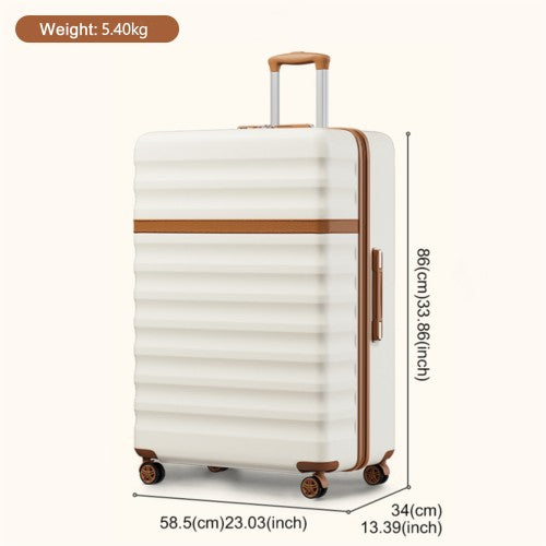 KSK2484 - Kono 32-Inch ABS+PC Extra Large Hard Shell Spinner Suitcase with Telescopic Handle - Cream and Brown
