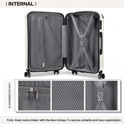 K1777-1L - Kono 19/24/28 Inch 3 Piece Set ABS Lightweight Compact Hard Shell Travel Luggage - Beige
