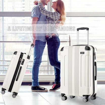 K1777-1L - Kono 19/24/28 Inch 3 Piece Set ABS Lightweight Compact Hard Shell Travel Luggage - Beige