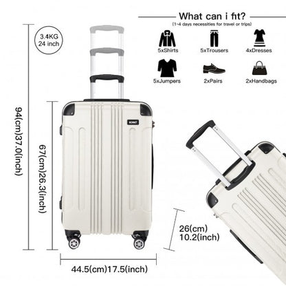 K1777-1L - Kono 19/24/28 Inch 3 Piece Set ABS Lightweight Compact Hard Shell Travel Luggage - Beige