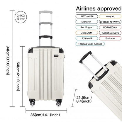 K1777-1L - Kono 19/24/28 Inch 3 Piece Set ABS Lightweight Compact Hard Shell Travel Luggage - Beige