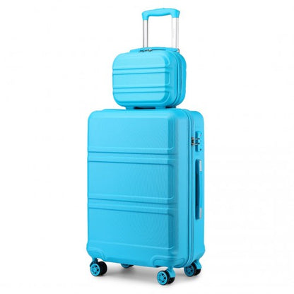 K1871-1L - Kono ABS 4 Wheel Suitcase Set with Vanity Case - Blue
