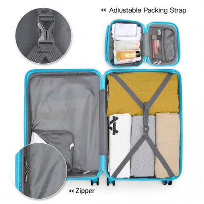 K1871-1L - Kono ABS 4 Wheel Suitcase Set with Vanity Case - Blue