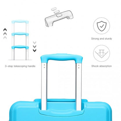 K1871-1L - Kono ABS 4 Wheel Suitcase Set with Vanity Case - Blue