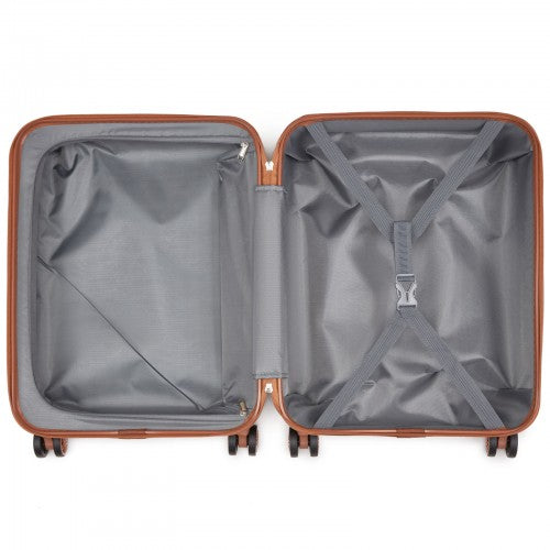 K1871-1L - Kono ABS 4 Wheel Suitcase Set with Vanity Case - Green And Brown