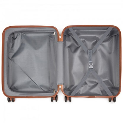K1871-1L - Kono ABS 4 Wheel Suitcase Set with Vanity Case - Green And Brown