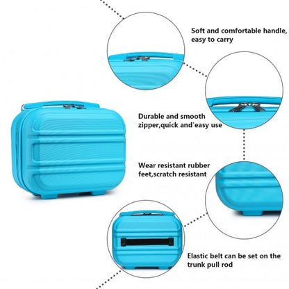 K1871-1L - Kono ABS 4 Wheel Suitcase Set with Vanity Case - Blue