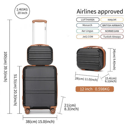 Kono K1871-1L black and brown luggage set – side view