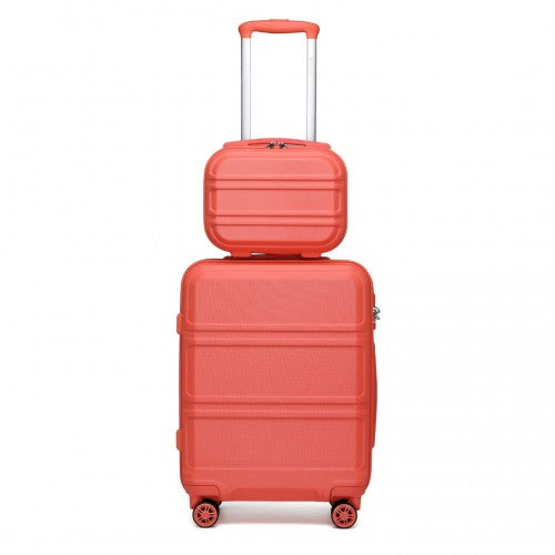 K1871-1L - Kono ABS 4 Wheel Suitcase Set with Vanity Case - Coral