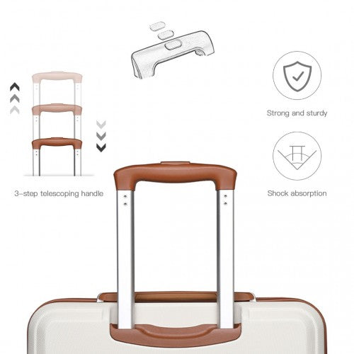 K1871-1L - Kono ABS 4 Wheel Suitcase Set with Vanity Case - Cream