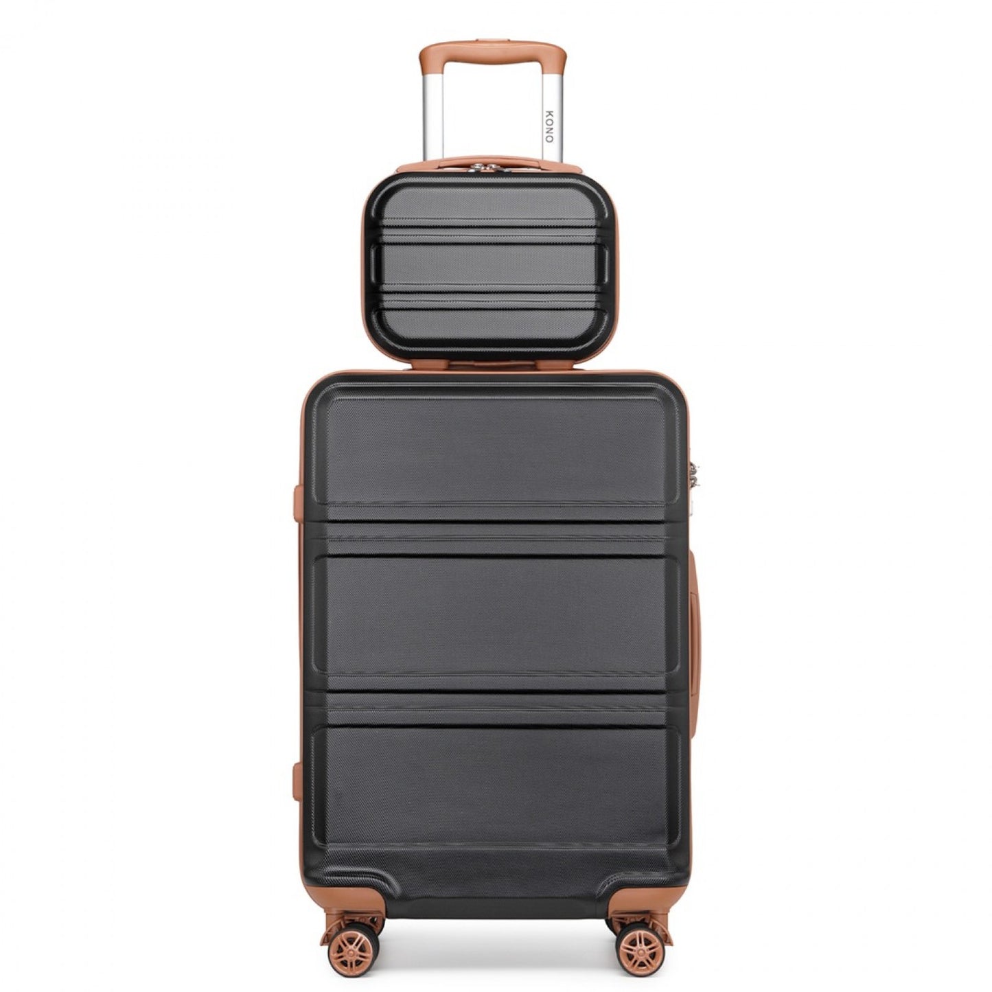 Kono K1871-1L 12/20-inch black and brown luggage set – set view