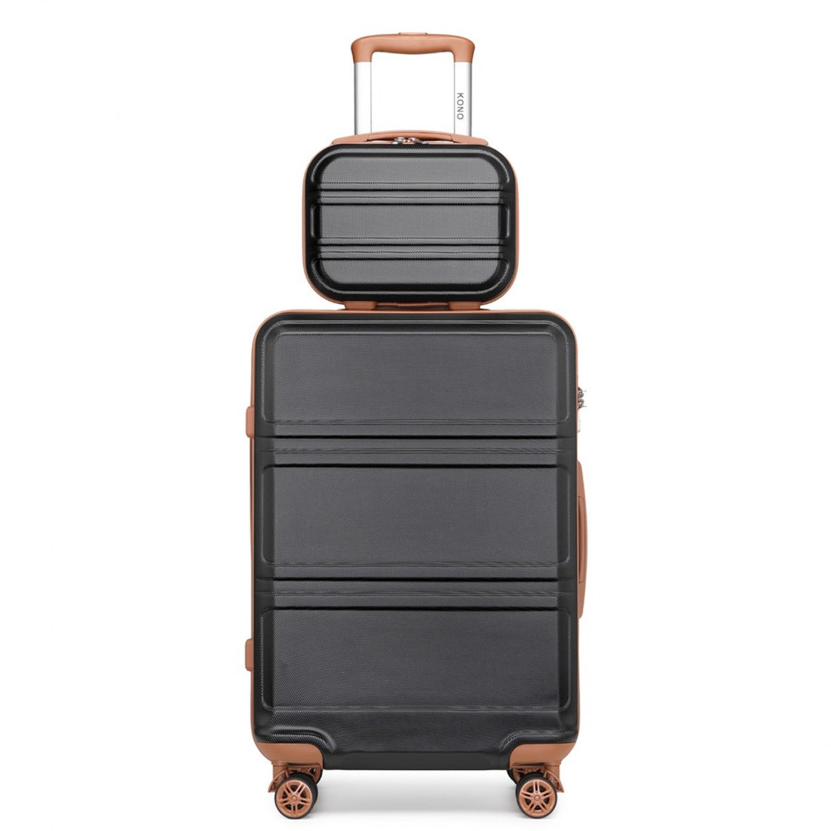 Kono K1871-1L 12/20-inch black and brown luggage set – set view