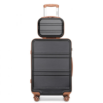 Kono K1871-1L 12/20-inch black and brown luggage set – set view