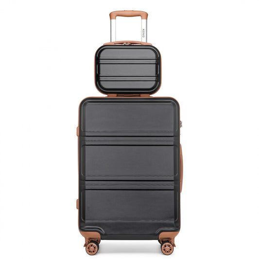 Kono K1871-1L 12/20-inch black and brown luggage set – set view