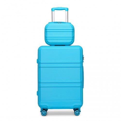 K1871-1L - Kono ABS 4 Wheel Suitcase Set with Vanity Case - Blue