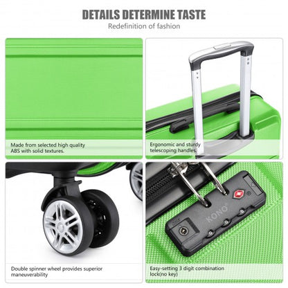 Vibrant green textured suitcase with dual-spinner wheels and high-quality ABS construction