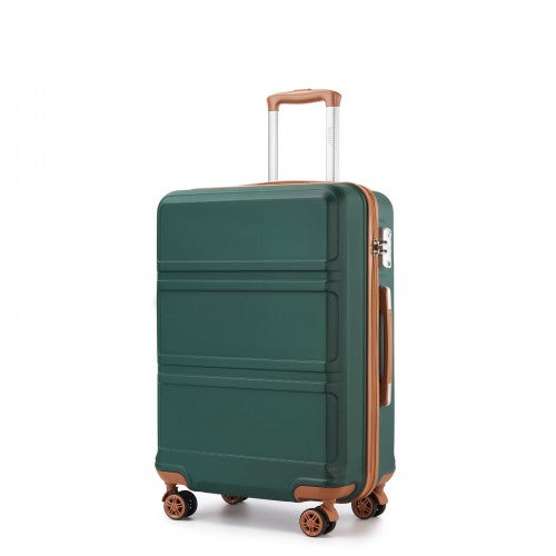 K1871-1L - Kono ABS Sculpted Horizontal Design 3 Piece Suitcase Set - Green And Brown