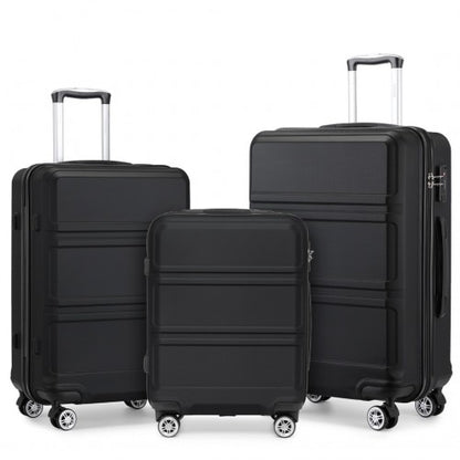 K1871-1L - Kono ABS Sculpted Horizontal Design 3 Piece Suitcase Set